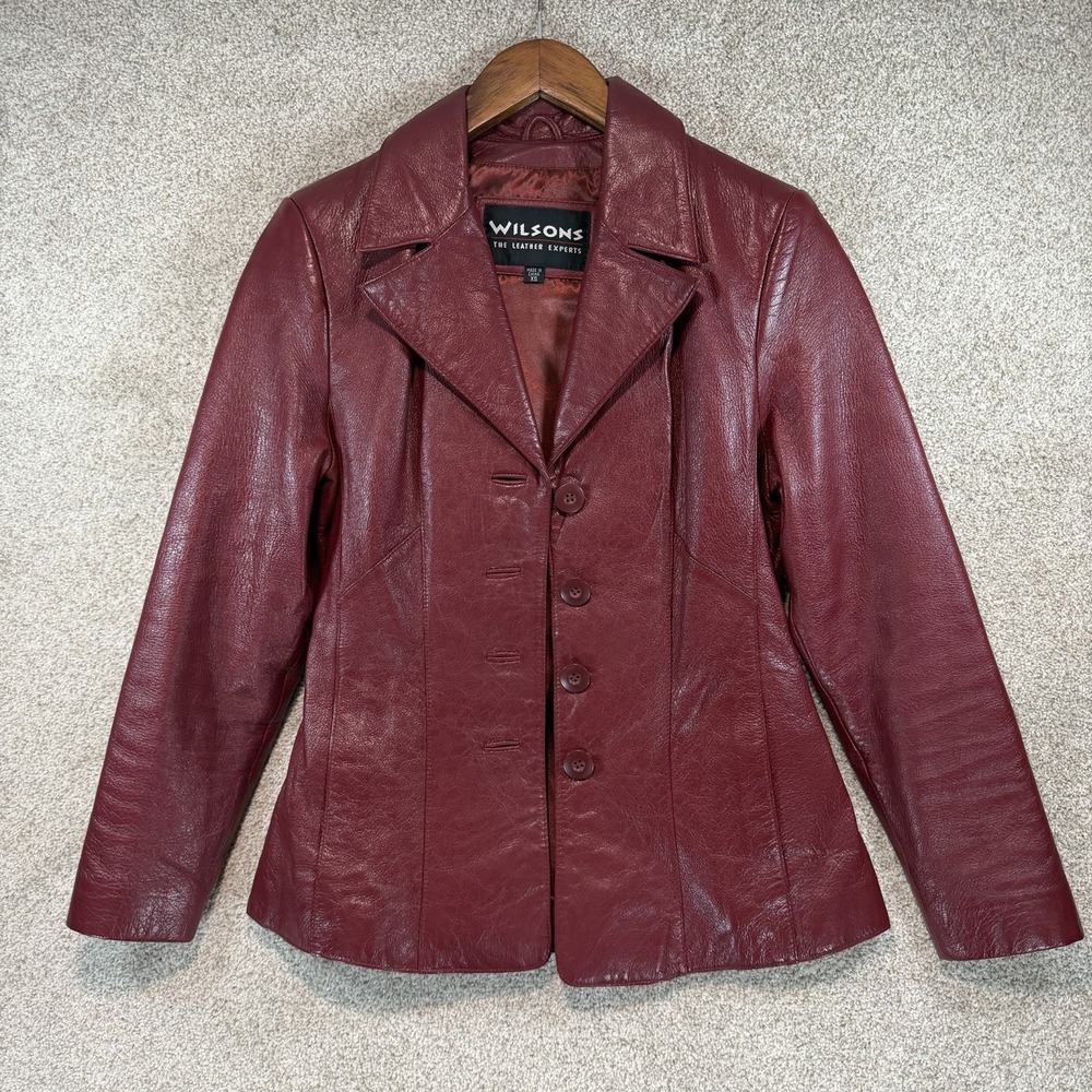 Wilson's Leather Vintage Red Leather Jacket XS Button Up 90s Streetwear Classic